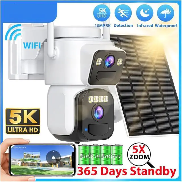 Alt view image 2 of 7 - 10MP 5K Dual Lens Solar Camera Dual Screen 365 Days Standby CCTV