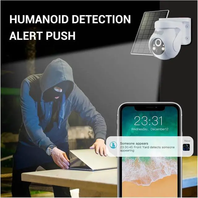 Alt view image 3 of 4 - 2K 360° PTZ 2.4G WiFi Outdoor Camera 2-Way Talk Color Night Vision