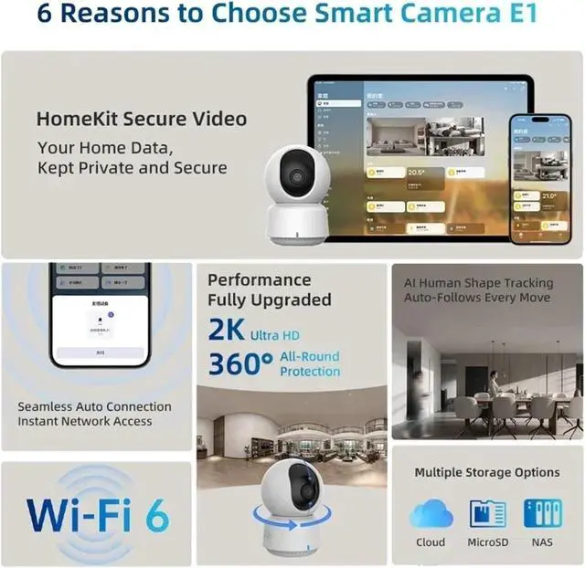 Alt view image 3 of 7 - Indoor 360° PT WiFi Baby Security IP Camera