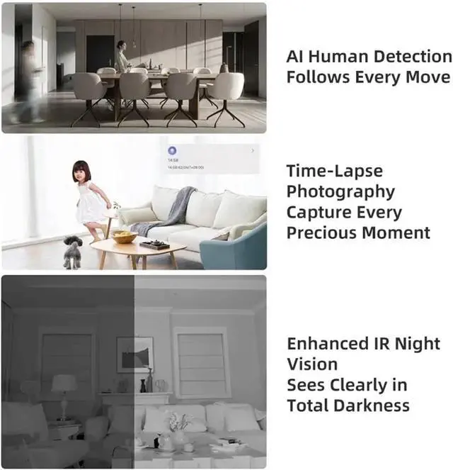 Alt view image 6 of 7 - Indoor 360° PT WiFi Baby Security IP Camera