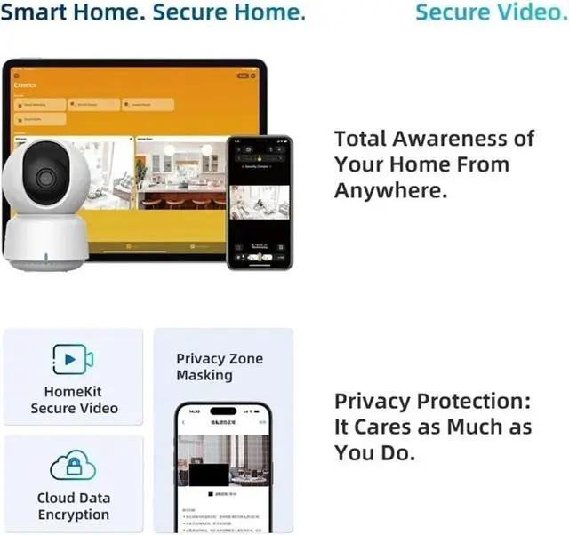 Alt view image 4 of 7 - Indoor 360° PT WiFi Baby Security IP Camera