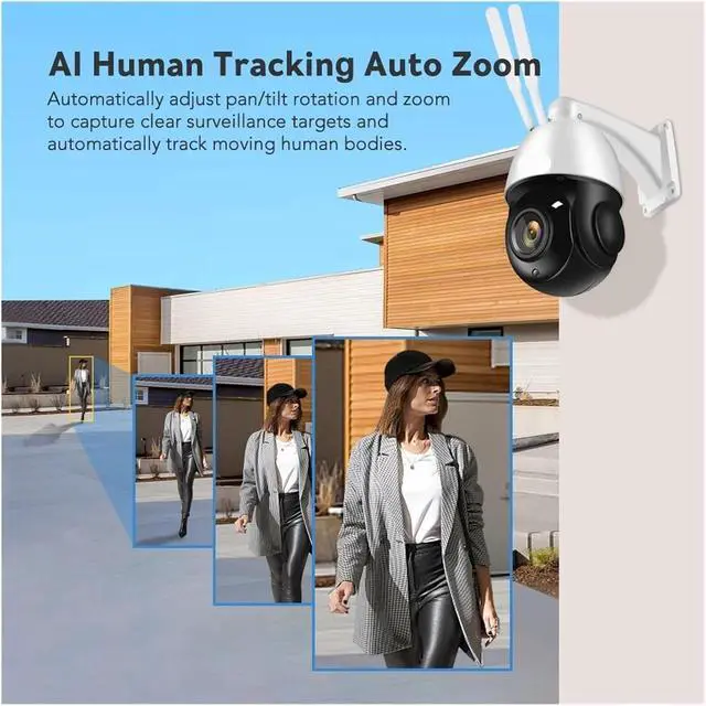 Alt view image 3 of 6 - 5/8MP 30X Zoom 4G WiFi POE PTZ Camera AI Auto Tracking
