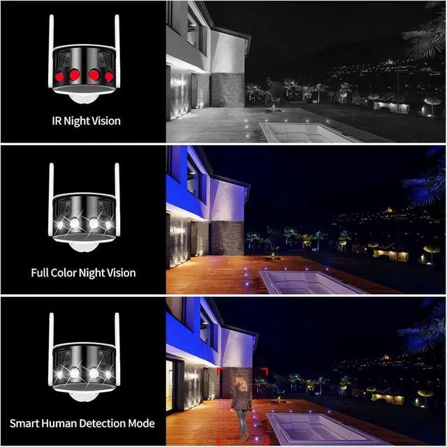 Alt view image 3 of 6 - 4K 8MP Dual Lens WiFi Security Camera, 180° Wide View Panoramic Outdoor CCTV Camera, Two-Way Audio ONVIF Compatible(8MP NO SD Card)