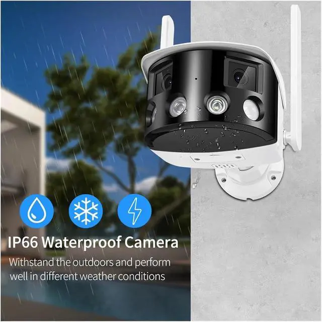 Alt view image 6 of 6 - 4K 8MP Dual Lens WiFi Security Camera, 180° Wide View Panoramic Outdoor CCTV Camera, Two-Way Audio ONVIF Compatible(8MP NO SD Card)