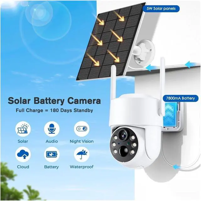 Alt view image 2 of 6 - WiFi Solar Battery Powered Outdoor PTZ Security IP Camera