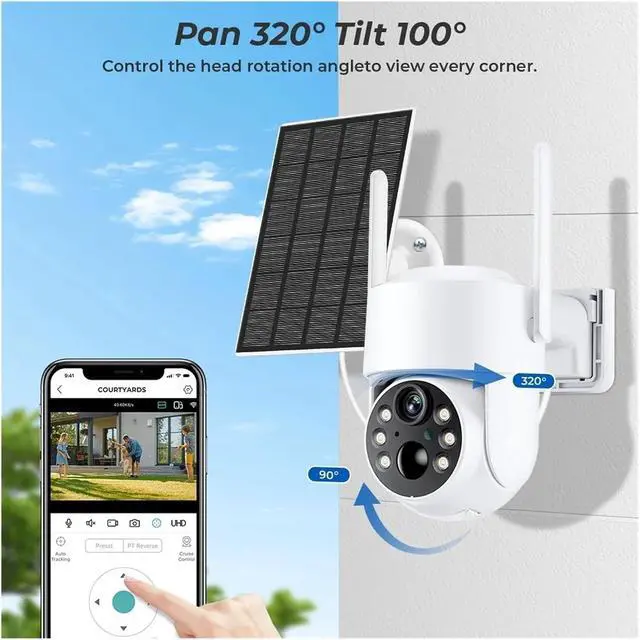Alt view image 3 of 6 - WiFi Solar Battery Powered Outdoor PTZ Security IP Camera