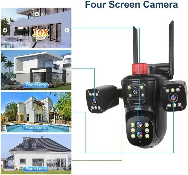 Alt view image 5 of 7 - 20MP 10K Five Lens 4 Screen WiFi PTZ Camera 10X Zoom