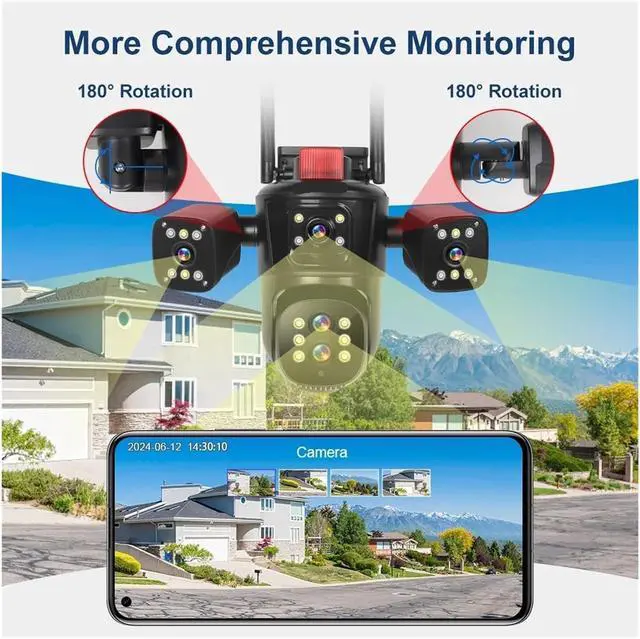 Alt view image 6 of 7 - 20MP 10K Five Lens 4 Screen WiFi PTZ Camera 10X Zoom
