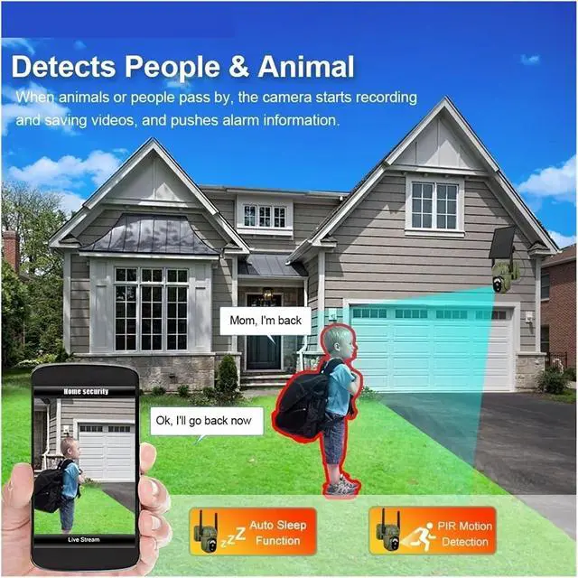 Alt view image 5 of 7 - 4MP Camo Solar Hunting Camera WiFi 4G Animal Human Detection