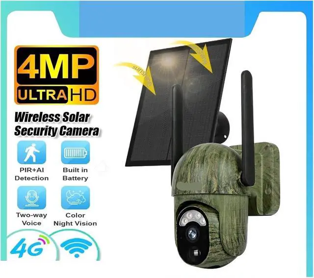 Alt view image 3 of 7 - 4MP Camo Solar Hunting Camera WiFi 4G Animal Human Detection