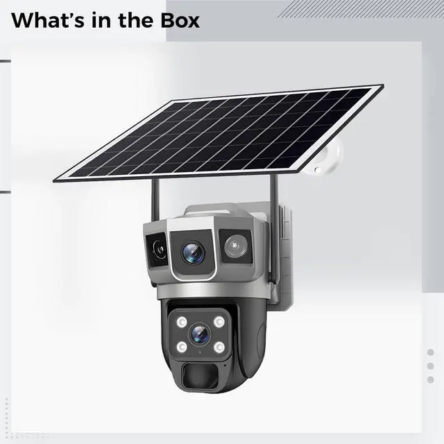 Alt view image 2 of 4 - Surveillance Camera Outdoor, Solar Powered, 4G Function, Dual Lens Design, HD Resolution, IP66 Weatherproof, Wireless Security Monitoring System for Remote Areas and Continuous Monitoring