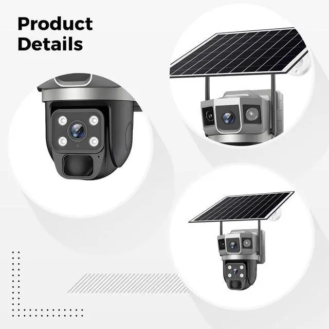 Alt view image 3 of 4 - Surveillance Camera Outdoor, Solar Powered, 4G Function, Dual Lens Design, HD Resolution, IP66 Weatherproof, Wireless Security Monitoring System for Remote Areas and Continuous Monitoring