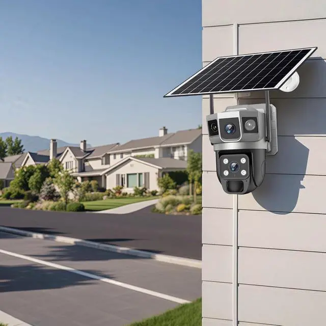Alt view image 4 of 4 - Surveillance Camera Outdoor with Solar Powered, 4G Function, Dual Lens Design, HD Resolution, IP66 Weatherproof, Wireless Security Monitoring System, Remote Monitoring for Outdoor Use