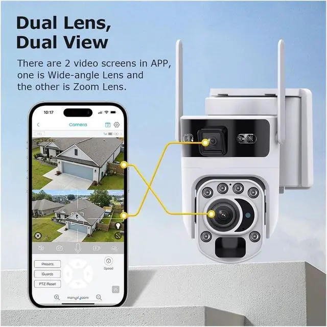 Alt view image 4 of 7 - 12MP 60X Optical Zoom Solar Camera 4G/WiFi Dual Screen Auto Tracking CCTV