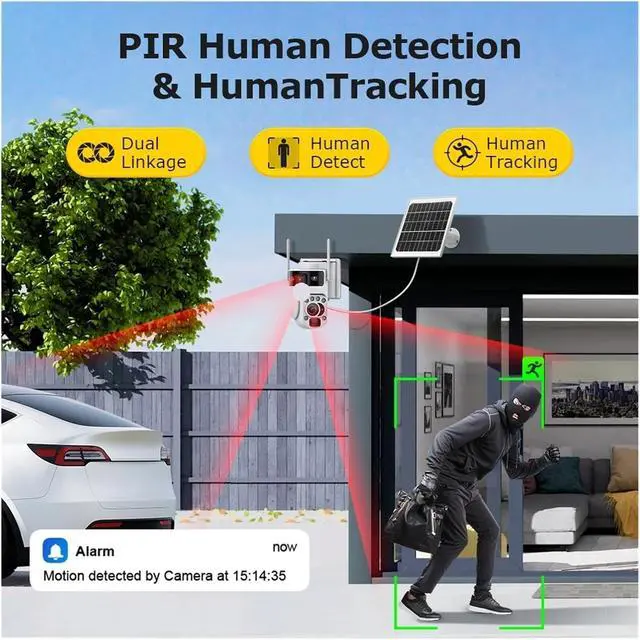 Alt view image 7 of 7 - 12MP 60X Optical Zoom Solar Camera 4G/WiFi Dual Screen Auto Tracking CCTV