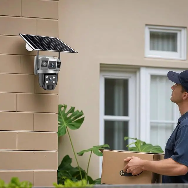 Alt view image 4 of 4 - Surveillance Camera Outdoor, Solar Powered, 4G Function, Dual Lens Design, HD Resolution, IP66 Weatherproof, Wireless Security Monitoring System for Remote Areas and Continuous Monitoring