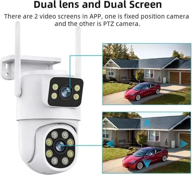Alt view image 2 of 6 - 8MP 4K Dual Lens Mini PTZ Camera Two-Way Audio Waterproof