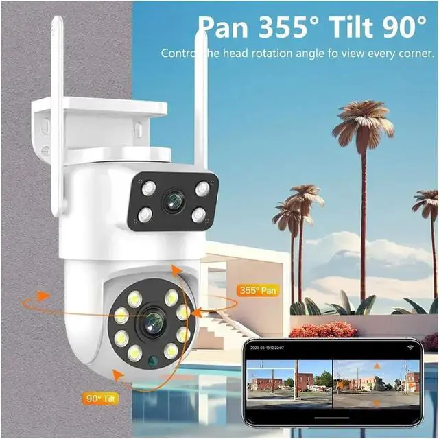 Alt view image 6 of 6 - 8MP 4K Dual Lens Mini PTZ Camera Two-Way Audio Waterproof