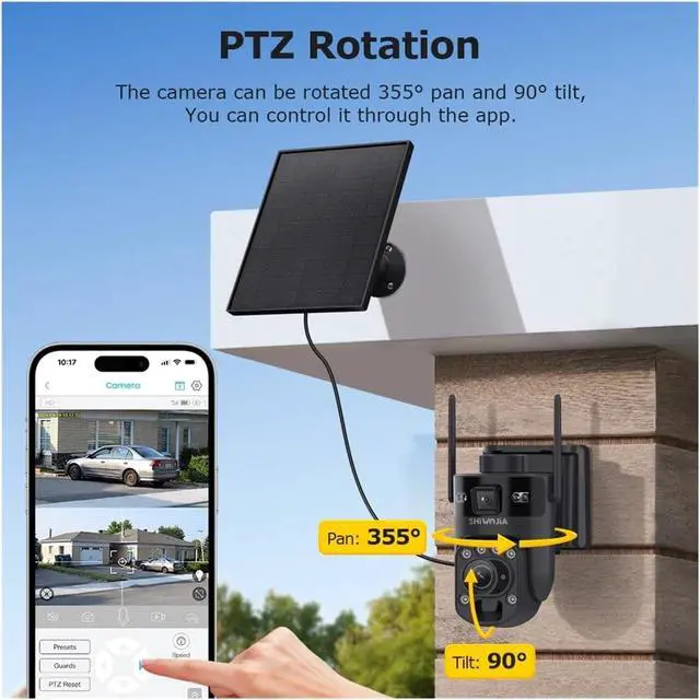 Alt view image 6 of 6 - 12MP Dual Lens Solar PTZ Outdoor Security Camera