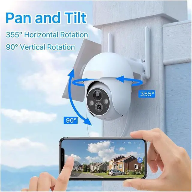Alt view image 3 of 6 - 5MP 2K Solar WiFi PTZ Camera Full Color Night Vision Outdoor Cam