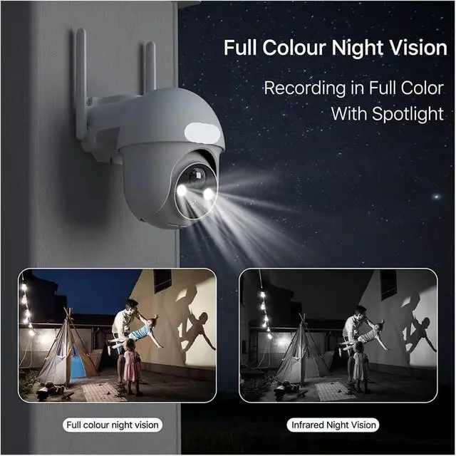 Alt view image 4 of 6 - 5MP 2K Solar WiFi PTZ Camera Full Color Night Vision Outdoor Cam