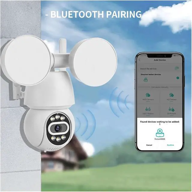 Alt view image 5 of 7 - 2MP/4MP Outdoor WiFi PTZ Floodlight Security Cam Full Color Night Vision Wireless Surveillance Device(UK Plug,2MP Add 32G Card)