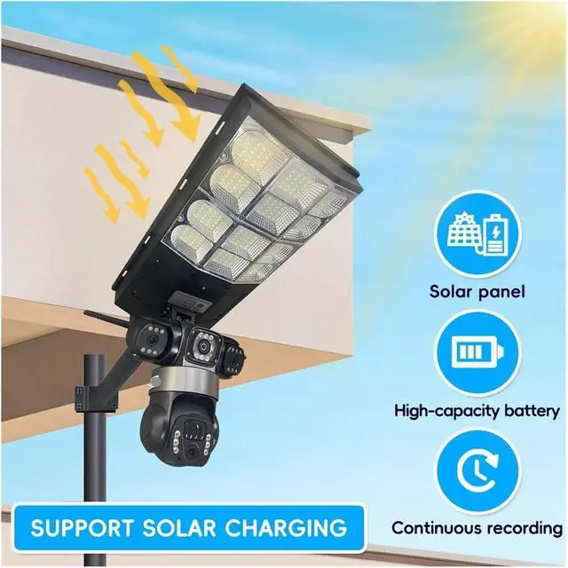 Alt view image 5 of 7 - 15MP 10X Zoom 4G Street Light Camera Three Lens Human Tracking