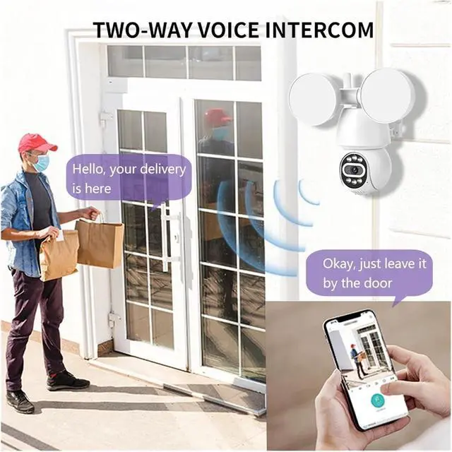 Alt view image 7 of 7 - 3MP WiFi Floodlight PTZ Outdoor Security Camera