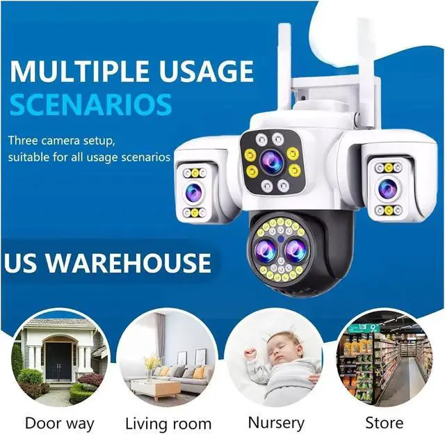 Alt view image 4 of 6 - Quad Lens WiFi PTZ Outdoor Security Camera