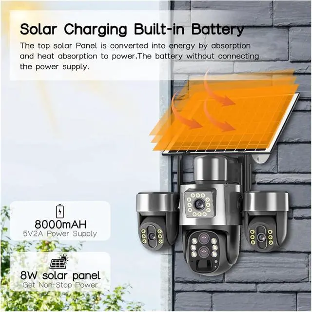 Alt view image 6 of 7 - 20MP 4G Solar Camera 4-Lens 3-Screen 10X Optical Zoom Auto Tracking CCTV
