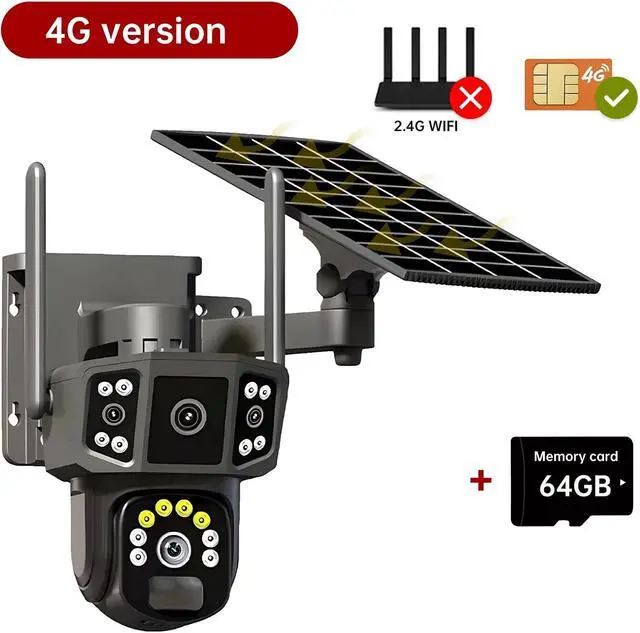 Alt view image 2 of 7 - 4K Dual Lens Solar Camera 10X Zoom WiFi 4G Outdoor CCTV