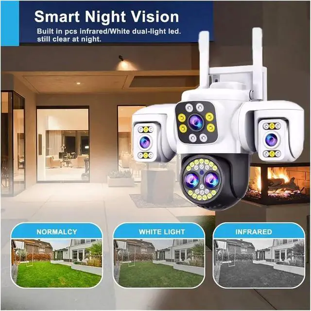 Alt view image 5 of 6 - Quad Lens WiFi PTZ Outdoor Security Camera
