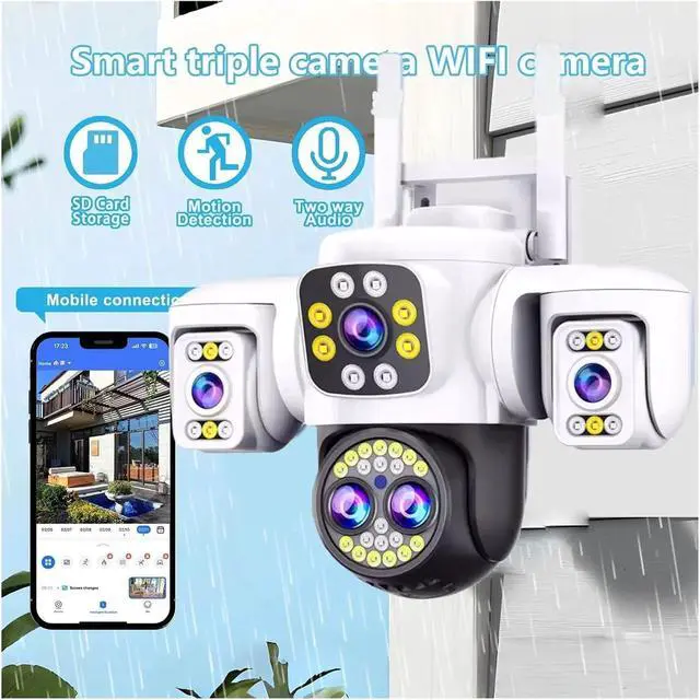Alt view image 6 of 6 - Quad Lens WiFi PTZ Outdoor Security Camera