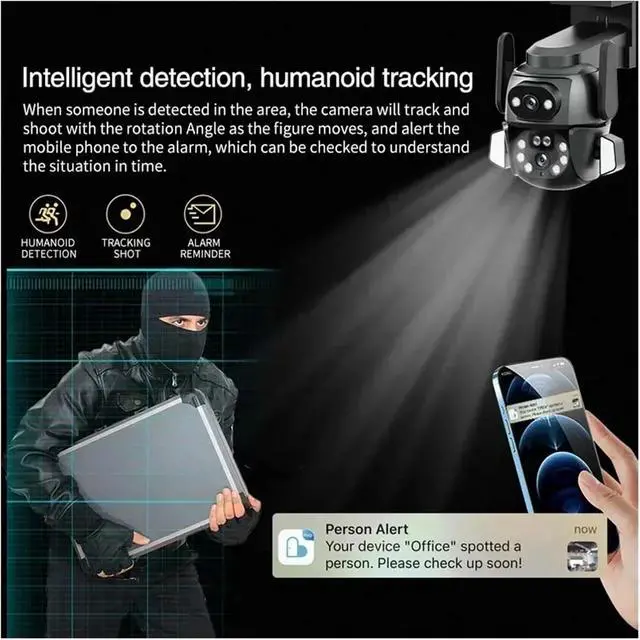 Alt view image 3 of 6 - 8MP 4K WiFi Binocular Dual Screen Camera AI Auto Tracking IP66