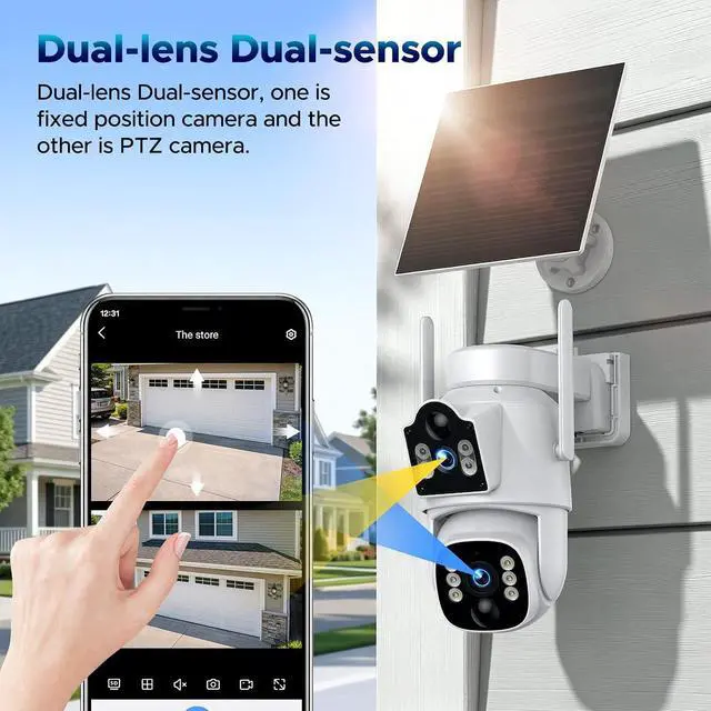Alt view image 2 of 7 - VOOPEAK 4G LTE Cellular Security Camera, Dual Lens 360° PTZ Auto Tracking