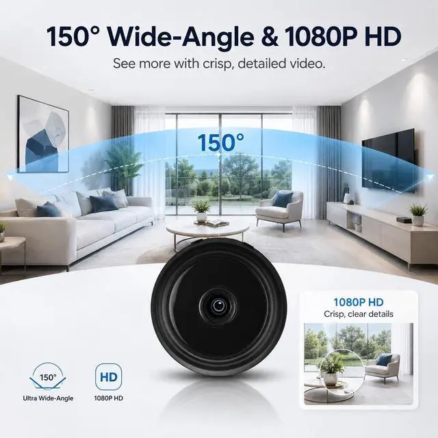 Alt view image 2 of 7 - 5 PCS Upgrade 1080P Small WiFi Security Cameras, Compact Home Office Cam to Monitor Pets, Babies & Seniors Portable Tiny Night Vision Mini Camera for Indoor & Outdoor L/G