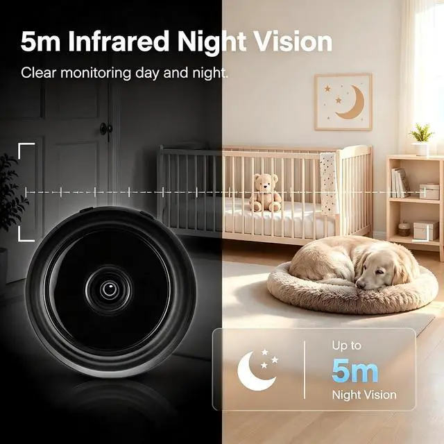Alt view image 7 of 7 - 5 PCS Upgrade 1080P Small WiFi Security Cameras, Compact Home Office Cam to Monitor Pets, Babies & Seniors Portable Tiny Night Vision Mini Camera for Indoor & Outdoor L/G