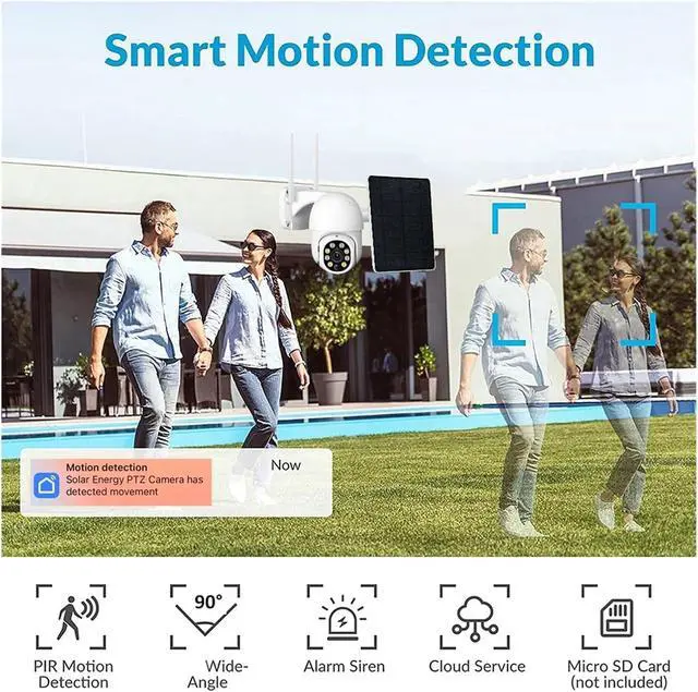Alt view image 5 of 6 - 3MP Solar Battery PTZ Camera PIR Motion Tracking Color Night Vision