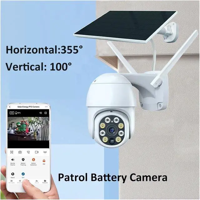 Alt view image 3 of 6 - 3MP Solar Battery PTZ Camera PIR Motion Tracking Color Night Vision