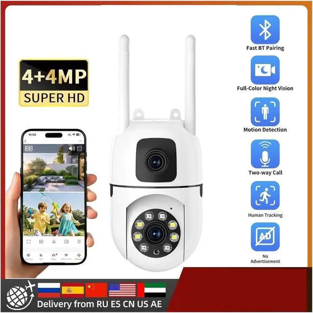 Alt view image 3 of 7 - 8MP Dual Lens WiFi PTZ Outdoor Security Camera