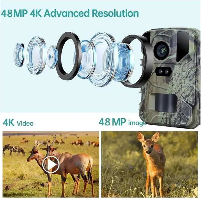 Alt view image 3 of 7 - 50MP Mini800 Trail Camera 4K Wildlife Hunting Cam Night Vision