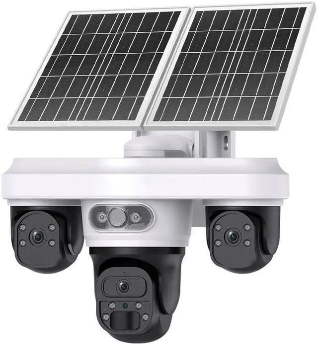 Main image of 4G LTE Solar Security Camera Wireless Outdoor, 9MP Three Lens 3 View PTZ Camera, AOV+PIR 2-in-1 Human Detection, Color IR Night Vision, 2-Way Audio, IP66 Waterproof Solar Powered Home Security Cam2