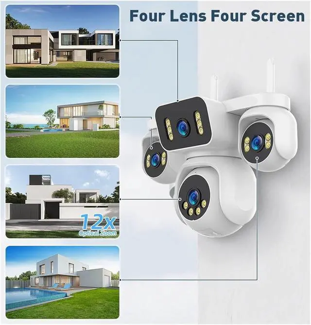 Alt view image 4 of 7 - 20MP 10K 4 Lens 4 Screen WiFi PTZ Camera 12X Zoom