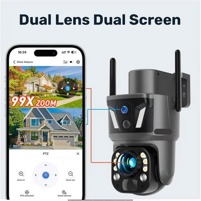 Alt view image 3 of 7 - 99X Zoom Solar 4G WiFi Dual Screen AI Tracking Security Camera