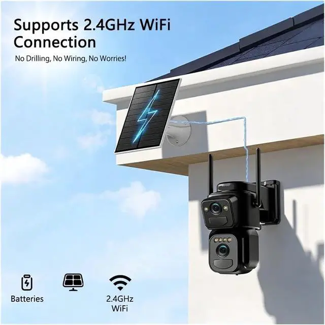 Alt view image 6 of 7 - 360° Solar Low Power WiFi Dome Camera Color Night Vision