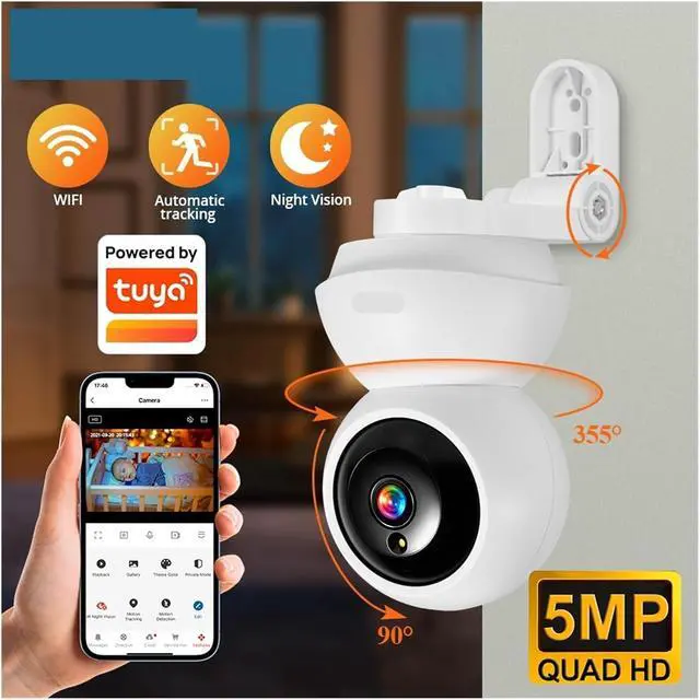Alt view image 3 of 7 - 4K 8MP Tuya WiFi IP Camera Adjustable Bracket Mini Baby Monitor CCTV