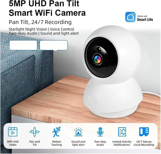 Alt view image 4 of 7 - 4K 8MP Tuya WiFi IP Camera Adjustable Bracket Mini Baby Monitor CCTV
