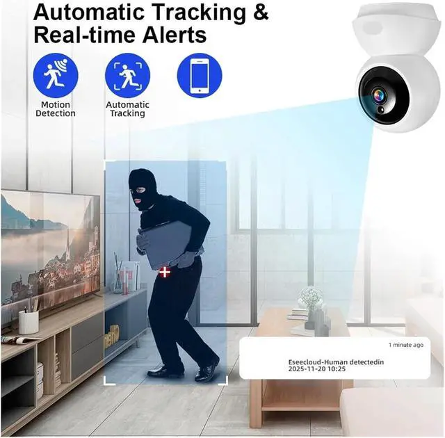 Alt view image 5 of 7 - 4K 8MP Tuya WiFi IP Camera Adjustable Bracket Mini Baby Monitor CCTV