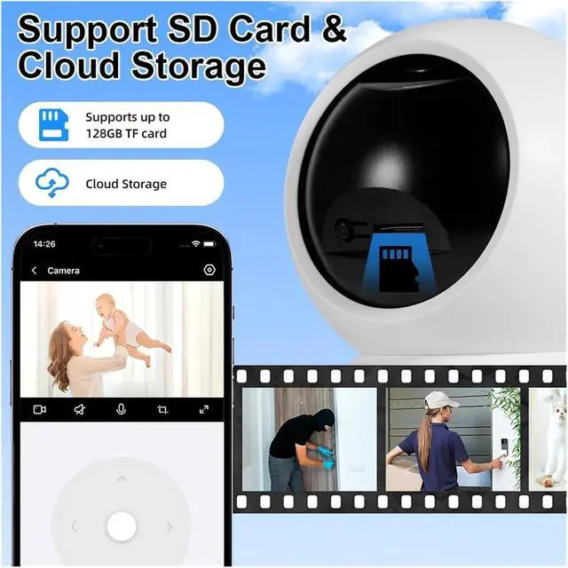 Alt view image 6 of 7 - 4K 8MP Tuya WiFi IP Camera Adjustable Bracket Mini Baby Monitor CCTV