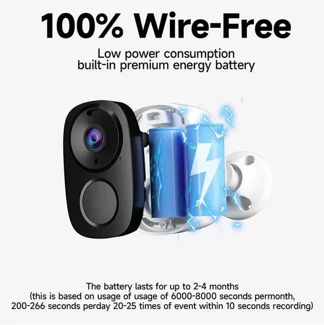 Alt view image 5 of 7 - 2K 3MP Battery WiFi Security Camera Spotlight Siren 2-Way Audio Waterproof